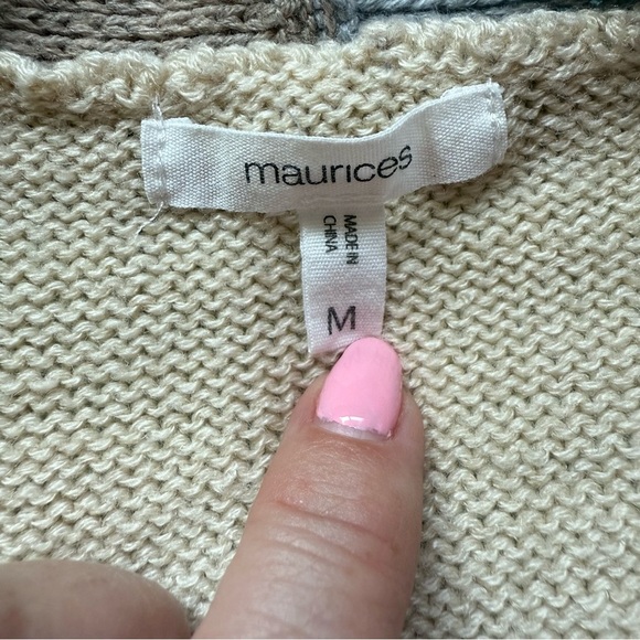 Maurices Cozy Cream, Gray and blue Cardigan Sweater oversized Medium - Picture 3 of 10